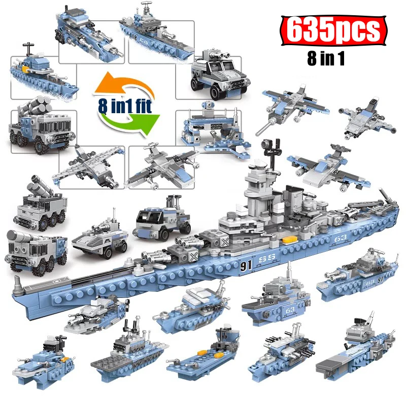 

635pcs City Technical battleship aircraft missouri carrier Building Blocks MOC Warship Model Assemble Bricks Toy For Kids
