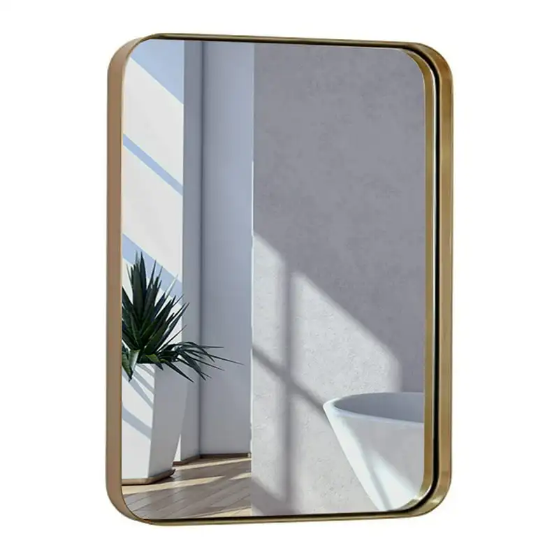 

Матовая металлическая настенная зеркальная стеклянная панель с золотой рамкой