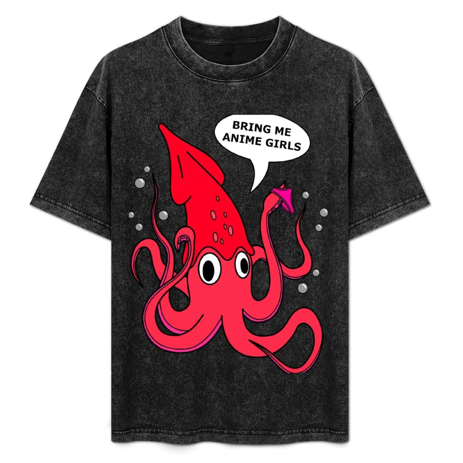 Футболка Giant Squid (Bring Me Anime Girls) черная винтажная футболка с рисунком одежда в стиле