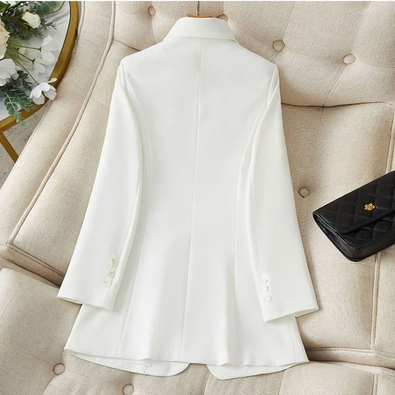 White Suit Women's Coat 2022 New Spring Autumn Korean Long Sleeve Single Breasted Blazers Women Jacket Casual Ladies Blazer Tops
