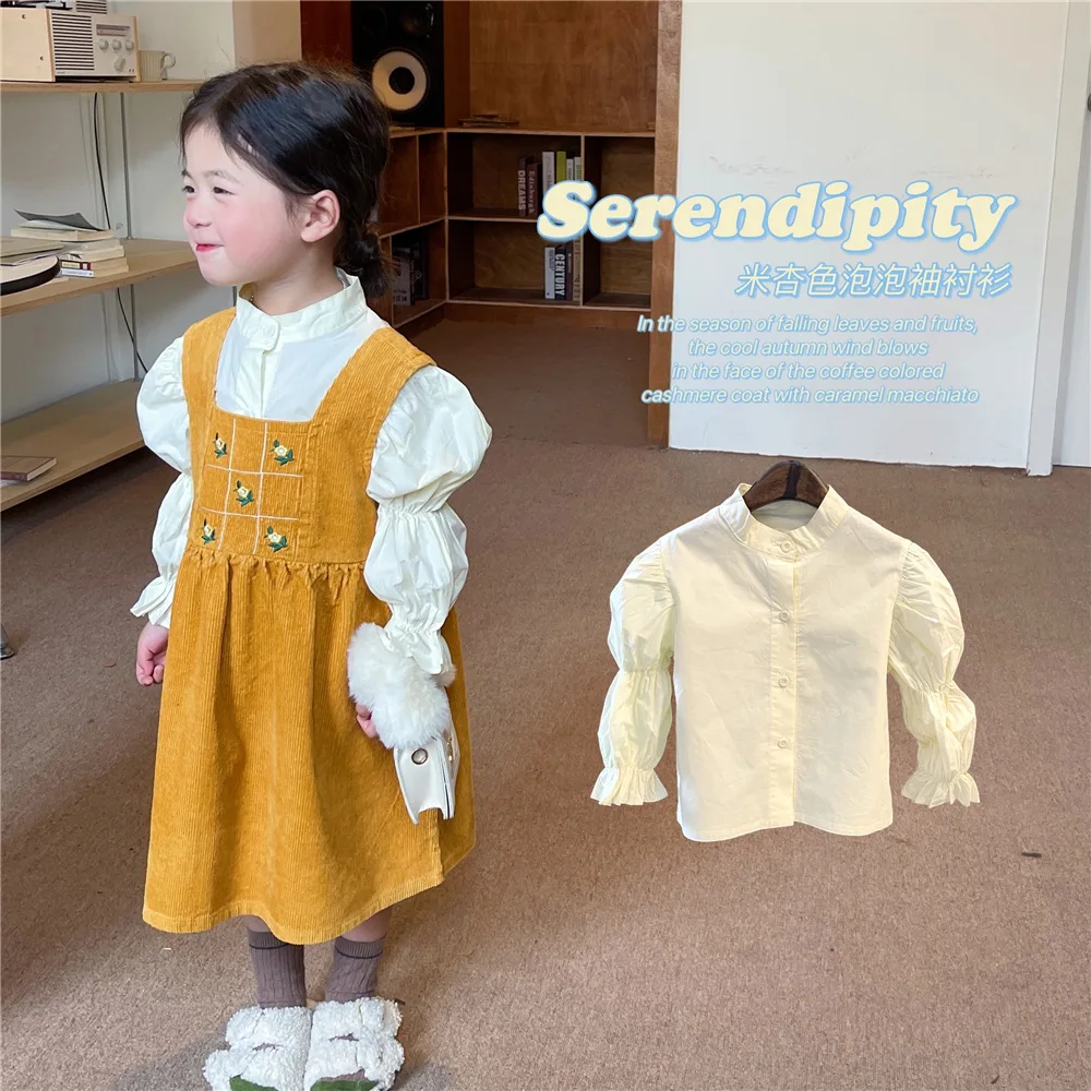 

Girls' Shirt Autumn 2022 New Girls' Clothing Children's Shirt Puff Sleeve Fashionable Long Sleeve Kids' Tops