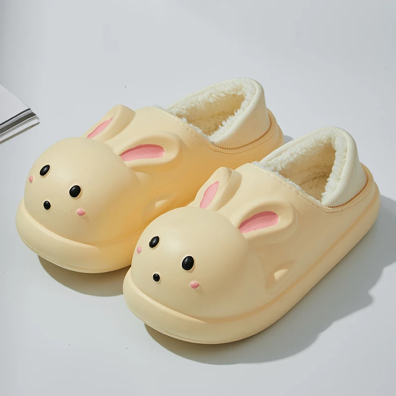 Cut Rabbit Slides Shoes Winter Fur Slippers Women Waterproof Cotton Shoe Women Warm Plush Cartoon Shape Home Slipper Girls Shoes