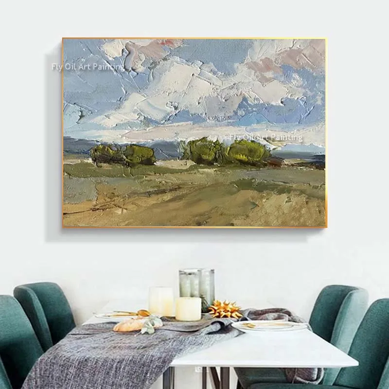 Современная Минималистичная картина ручной работы Landscpae толстая масляная