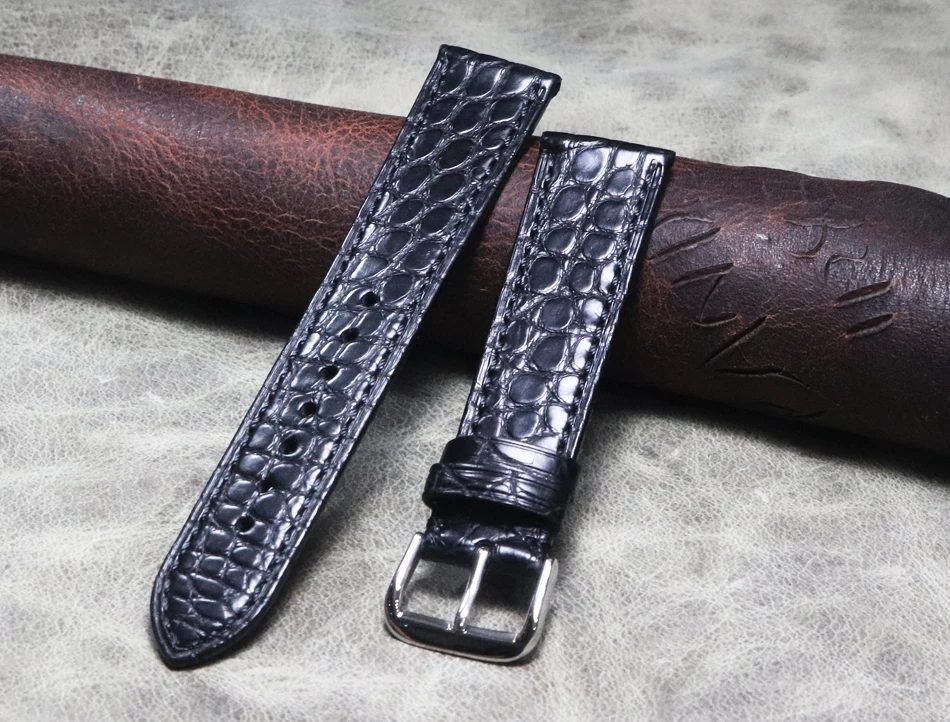 High quality alligator leather strap 18mm19mm20mm21mm22mm handmade wristband High-end Universal Watch band black blue Bracelet