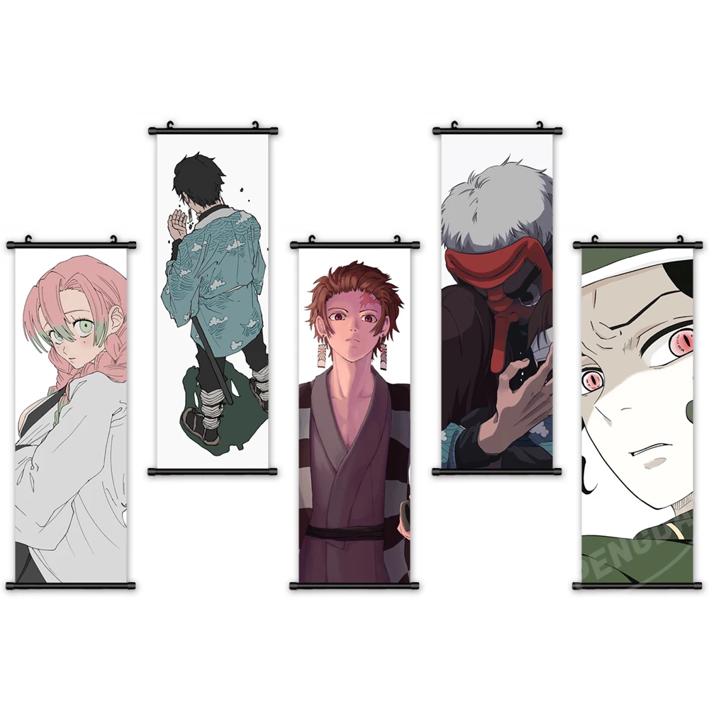 

Posters Canvas Printed Painting Hobby Wall Art Demon Slayer Pictures Home Decoration Cartoon Anime Mural Plastic Hanging Scrolls