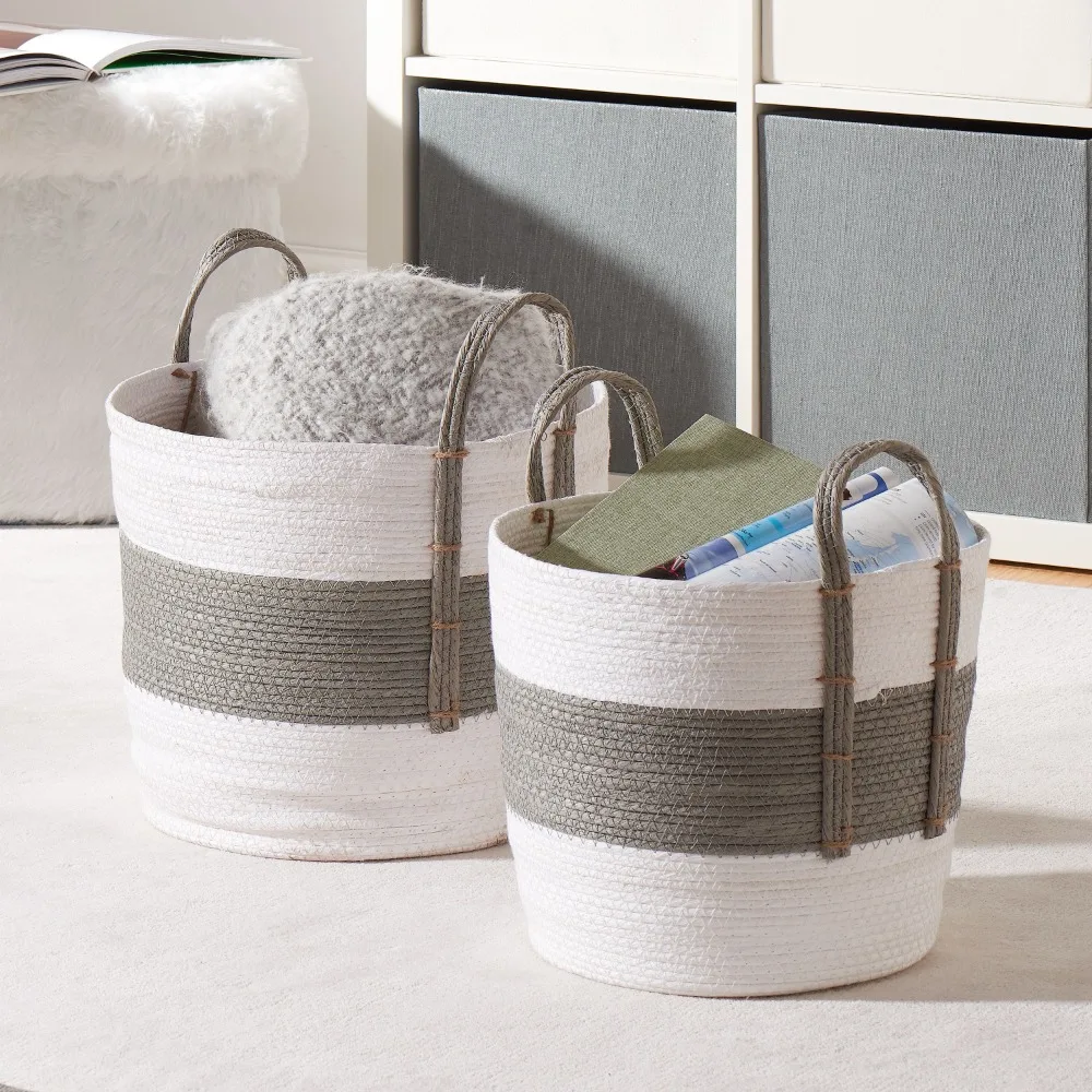 

Round Paper Rope Baskets, Set of 2, Extra Large & Woven Wicker Storage