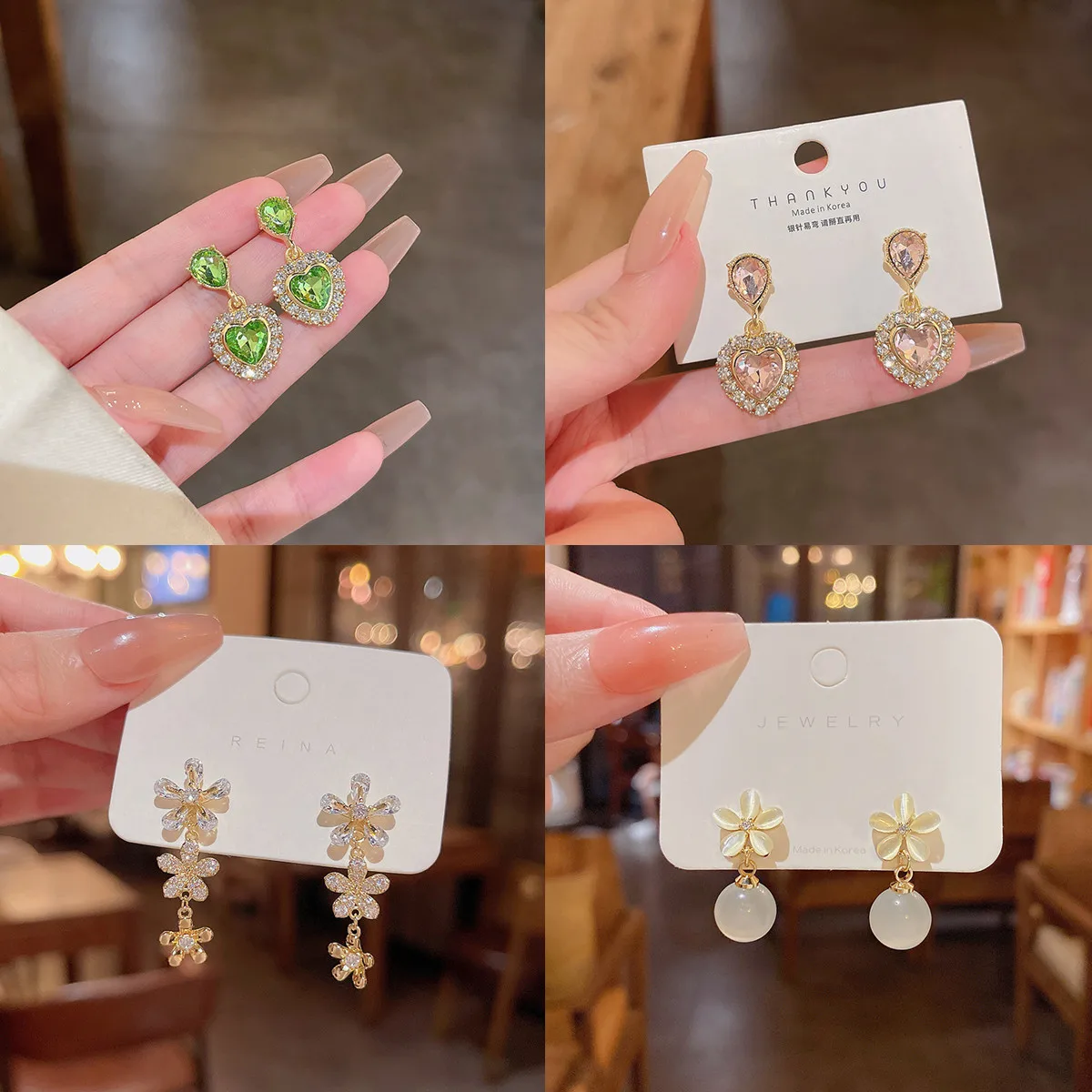 

Korean Dangle Drop Earrings Kawaii Long Pink Women Wholesale Cute Heart Bow Knot Bohemia Female Fashion JewelryParty