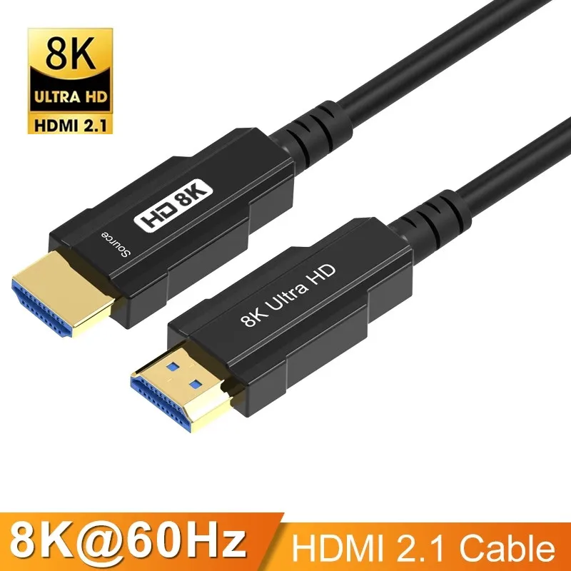 

GRWIBEOU HDMI 2.1 Cable Fiber Optic Hdmi Cable 48Gbps 120Hz HDR HDCP for HD TV Box Projector Ps3/4 Ultra High Speed Computer 8K