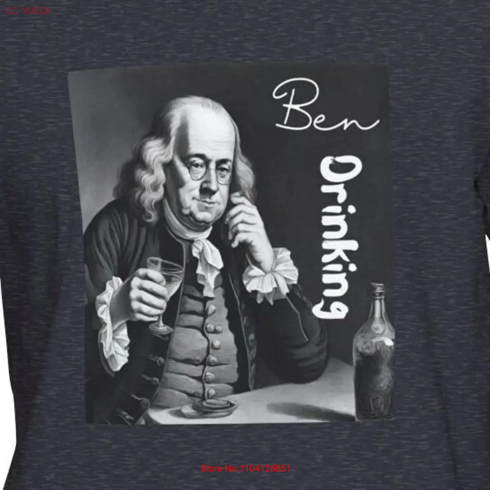 Фото Забавная футболка из джерси Ben Drinking для четвертого июля, винтажная стираная мягкая футболка с рисунком, удобная, слегка дышащая, стильная №1