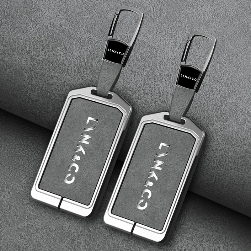 skóra ze stopu cynku skórzane etui na kluczyk samochodowy pełna pokrywa dla LYNK CO 05 09 01 06 akcesoria do ochrony bezkluczykowej karty