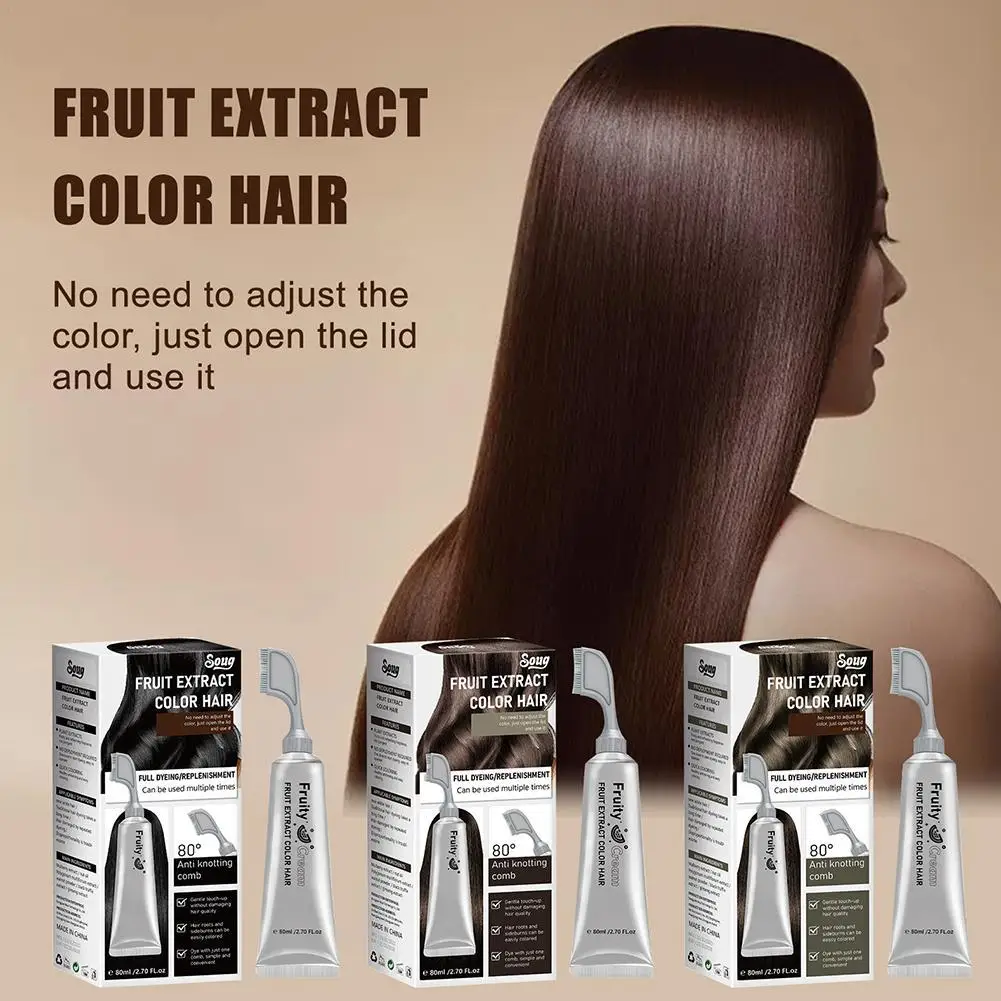 

80ML Black Fruit Dyeing Cream Natural Plant Hair Dye Cream Hair Dye Pure Plant-based For Women And Men Naturally mild