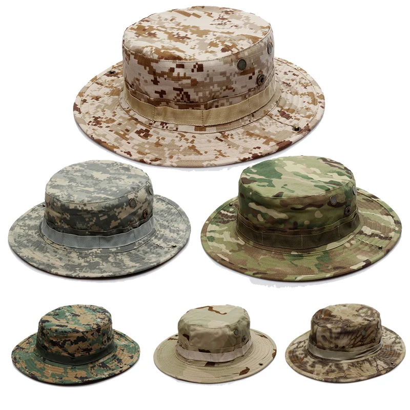

Camouflage Tactics Men's round brim hat Tactical Field outdoor shade hat Benny hat Fisherman Fishing army fan