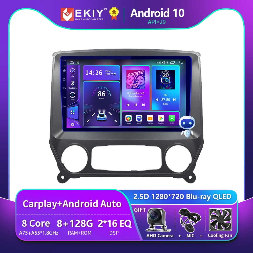 

EKIY T900 8G 128G для Chevrolet Silverado GMC Sierra 2014 2015 2016 2017 2018 Автомобильный радиоприемник GPS Auto Android Carplay Беспроводная мультимедийная система Blu-ray QLED № 2 Din DVD-...