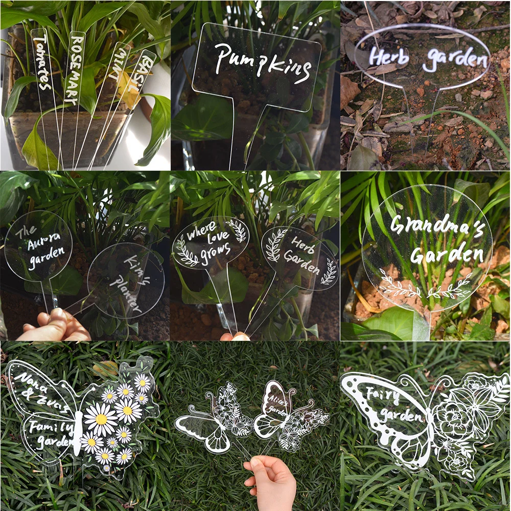 

Acrylic Gardening Label Succulents Bonsai Plant Labels Garden Yard Vegetables Markers Multifunction Plant Tags Signs for Plants