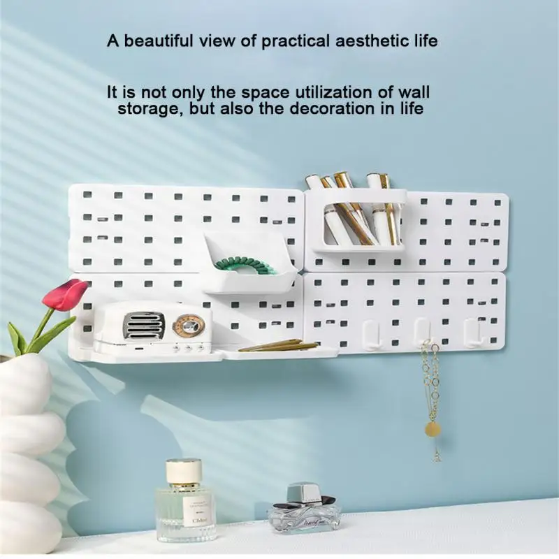 

Multi-layer Storage Holders Wall Hanging Home Hole Board Shelf Free Perforation Plastic Bathroom Wall Storage Rack Home Gadget