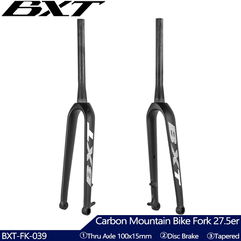 Carbon Mountain Bike Fork 27.5er Disc Brake Road Bike Carbon Fork 700C Thru Axle M15 MTB Tapered Full Carbon Gravel Bicycle Fork