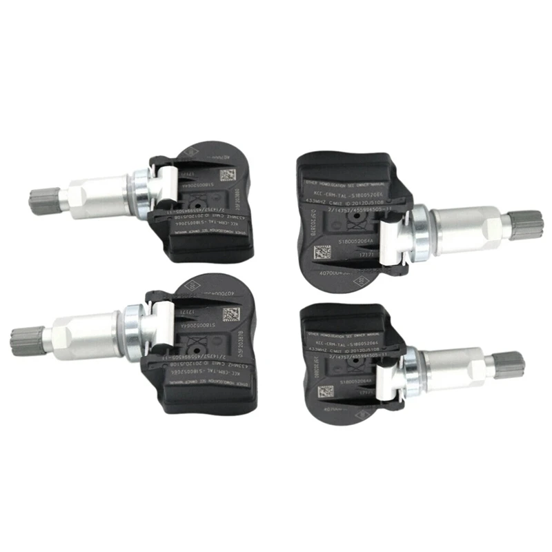 

4Pcs 433MHZ 40700-0435R S180052064Z Black Car Tire Pressure Sensor For Renault Megane Laguna Fluence Latitude 407003743R