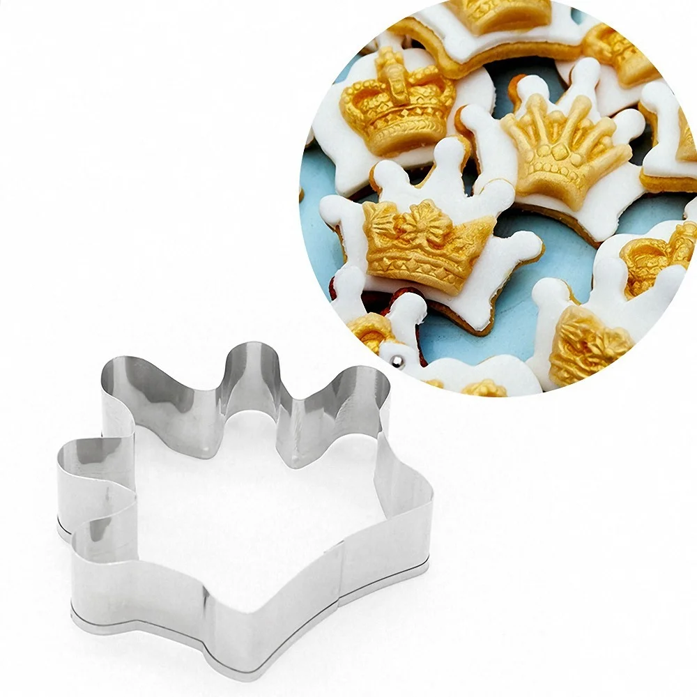 

3D Princess Crown Cookie Cutter Biscuit Mold Stainless Steel Baking Mould King Queen Party Dessert Die Cookies Tools