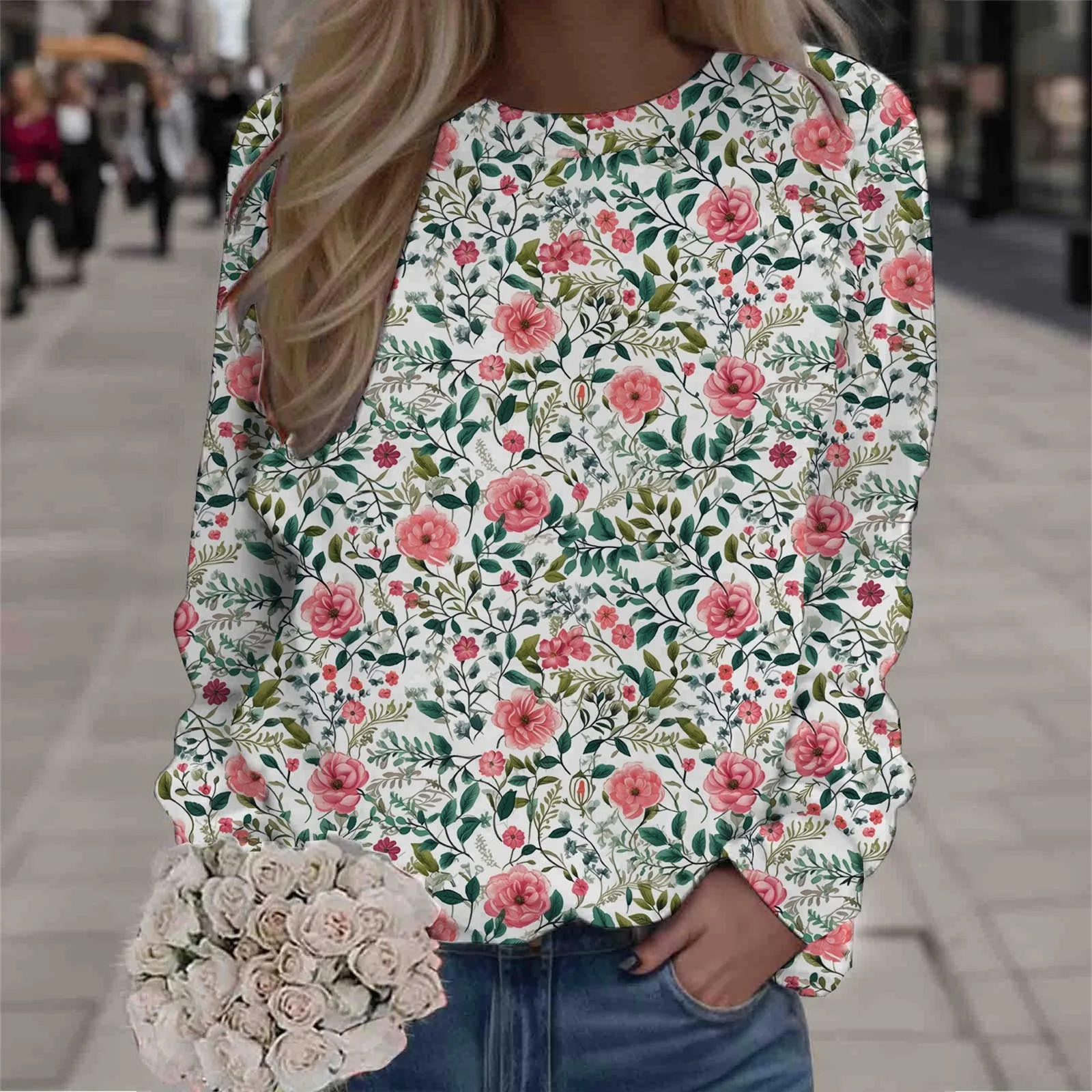 

Floral 3d Printed Crewneck Sweatshirt Women Hoodies Streetwear Sweatshirts Oversized Pullover Tracksuits Girls Pullovers Ethnic