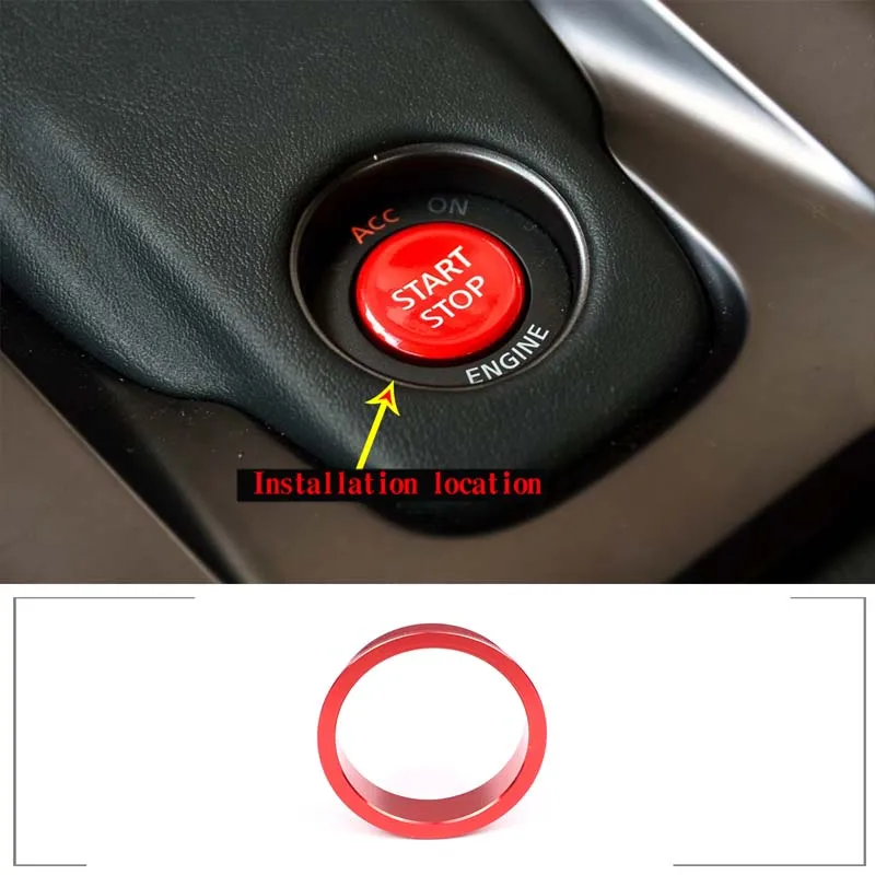 

For Nissan GTR R35 2008-2016 Car Engine One Key Start Ignition Outer Ring Cover Sticker Aluminum Alloy Red Auto Interior Parts