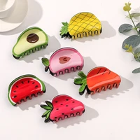 korea acrylic fruits vegetables strawberry watermelon avocado hair clips claws shark clip hair grab headdress for women girls