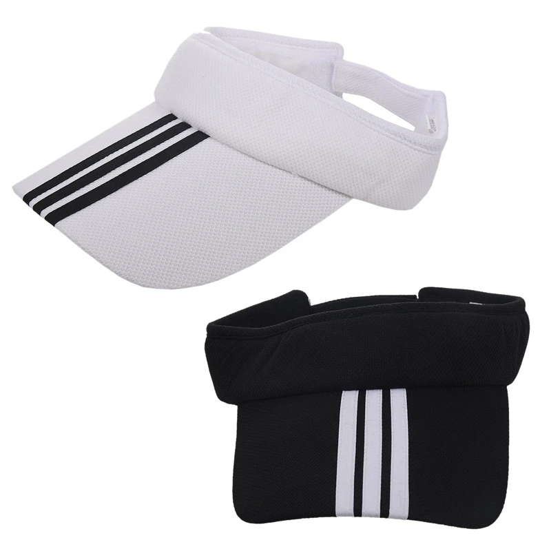 

Hot Kf-2 PCS Sports Tennis Golf Sun Visor Hat Hats Adjustable Plain Bright Color Men Women Black & White
