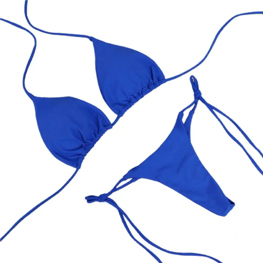 

2 Pcs/Set Bikini Set Breathable Thong Women Swimsuit Set Women Swimwear Soft Elastic Lady Swimwear for Swimming