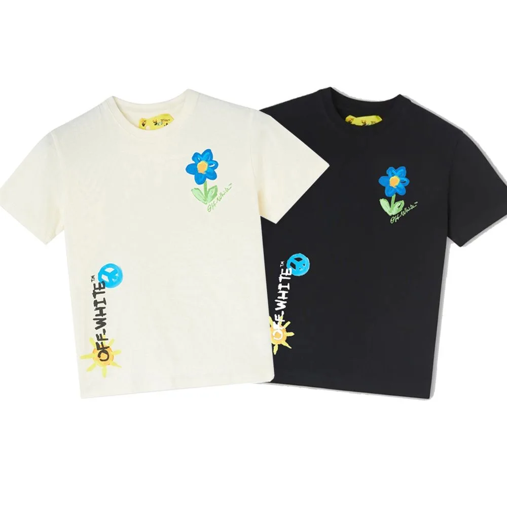 

New High Quality Summer Cotton Brand Children's Clothing Small Flower Sun Short Sleeve Children's Top Men's and Women's T-shirt