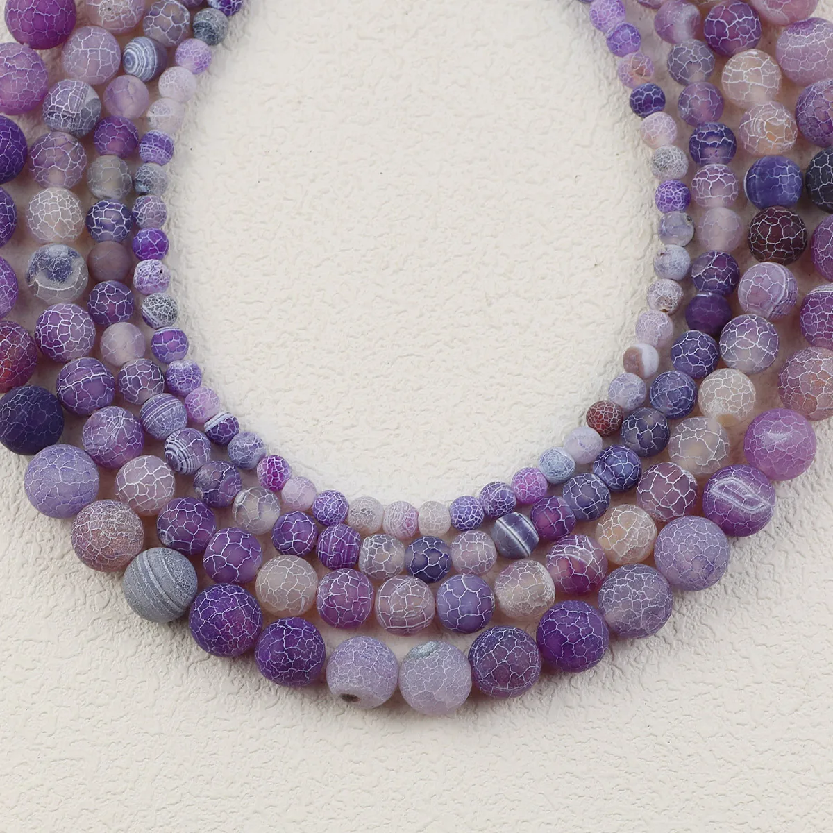 Круглые бусины-разделители из натурального фиолетового Агата с трещинами