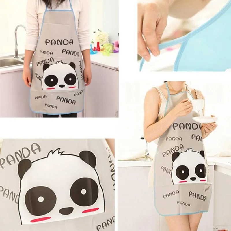 

1Pc Kitchen Cute Cartoon Panda Waterproof Apron Anti-oil Cooking Bib Sleeveless Aprons Splashing Women Barbecue Apron