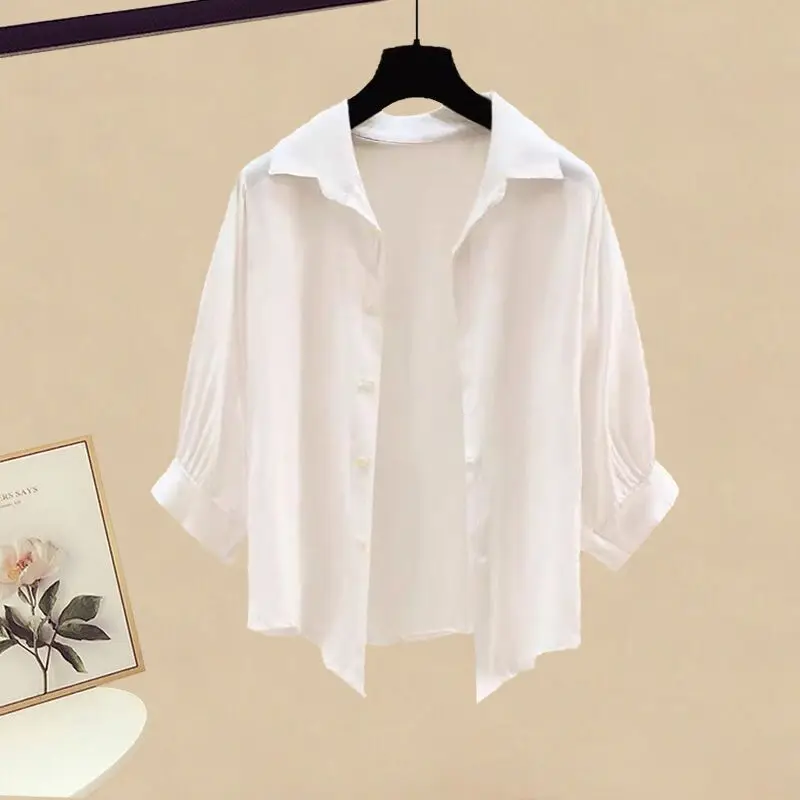 Женский Повседневный костюм в Корейском стиле белая Солнцезащитная рубашка