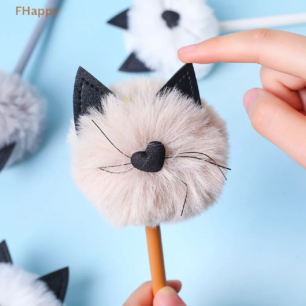 

Fluffy Plush Cat Love Heart Nose Black Ears Gel Ink Pen Signature Pen Escolar Papelaria School Office Supply Promotional Gift