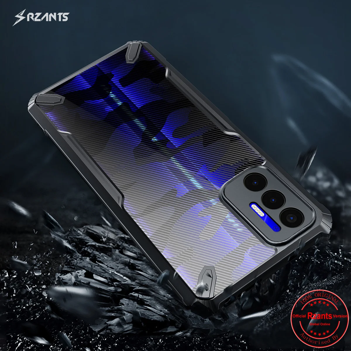 

Rzants For Tecno Pova 3 Back Case [Camouflage Bull] Conor Design Slim Cover Half Clear Casing Camera Protection Thin Shell