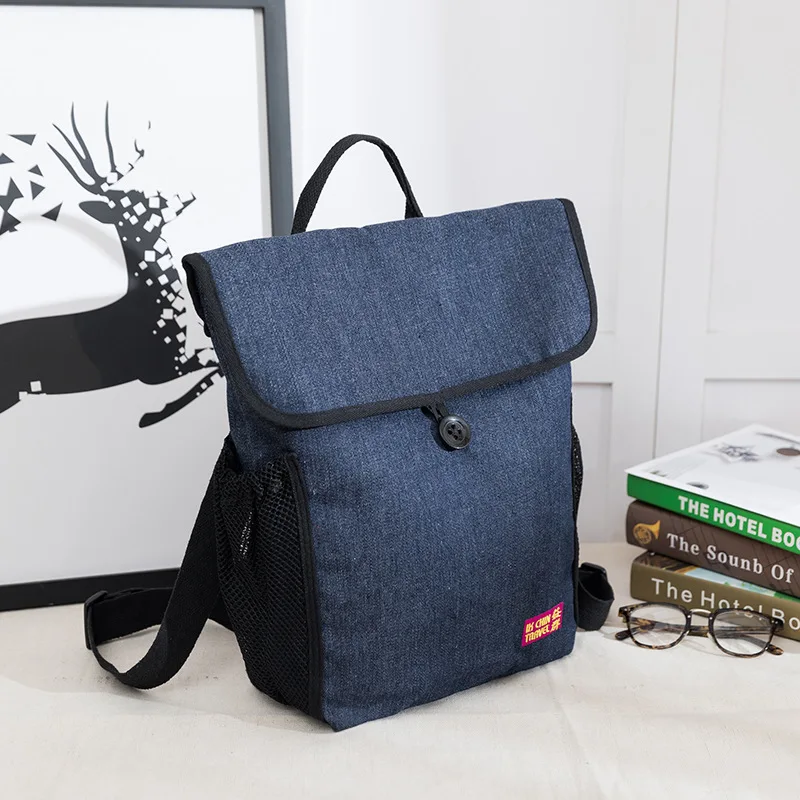 

2022 модный вместительный холщовый джинсовый портативный рюкзак на плечо для мужчин и женщин Повседневная Уличная дорожная сумка для хранен...