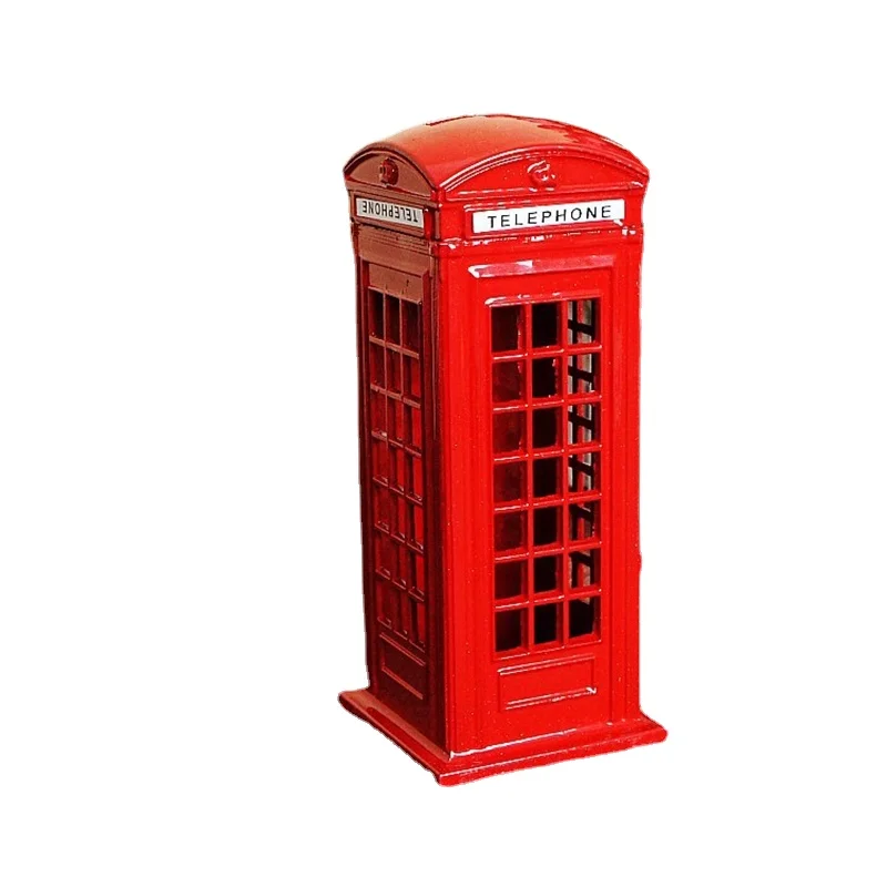 

15cm European Vintage London Metal Phone Box Decoration Crafts Piggy Bank Creative Home Crafts Home Decoration Accessories