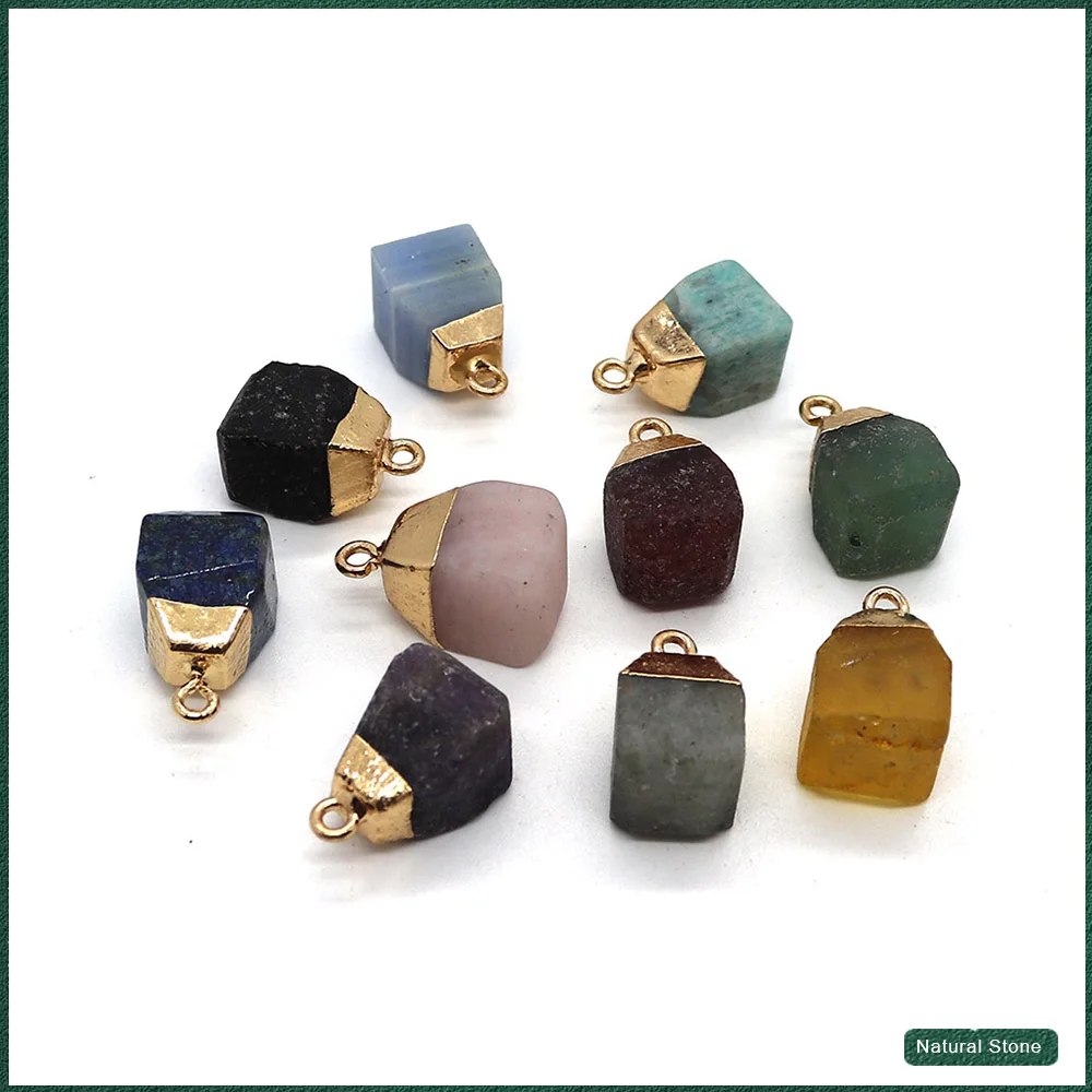 

Irregular shape natural stone plating pendant 15x20mm diy charms for jewelry making earrings charm necklace bracelet accessories