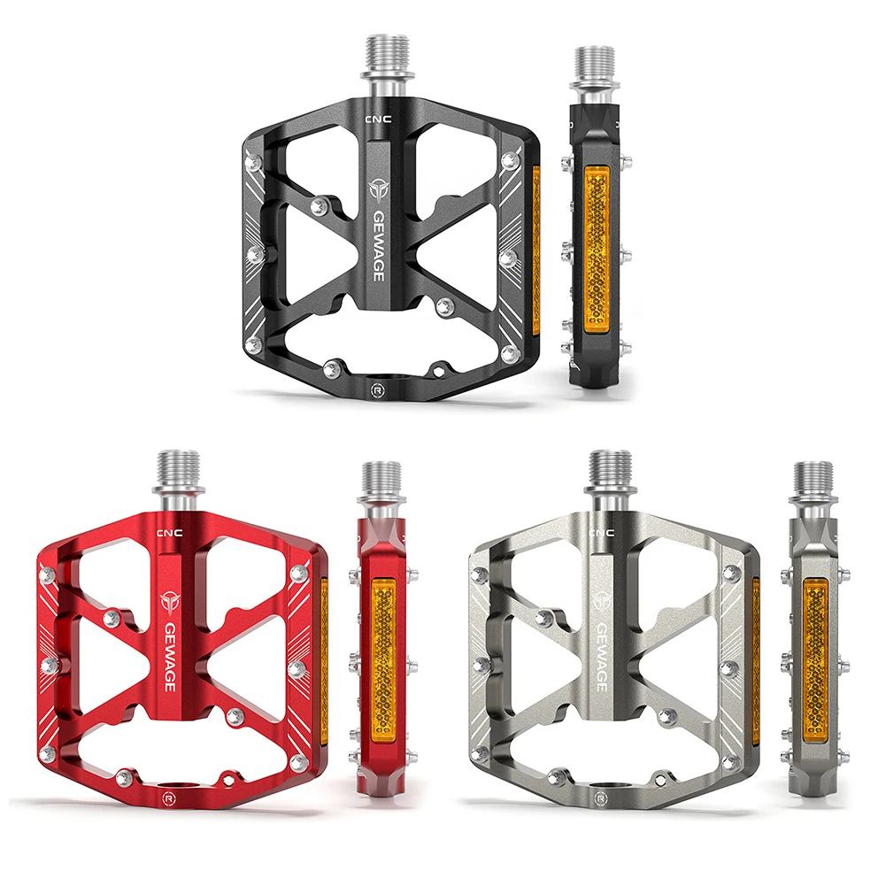 

1 Pair Bicycle Pedals 3 Bearing Road MTB Mountain Bike Ultralight Anti-slip Wide Platform Foot Pedals Reflectors Accessories
