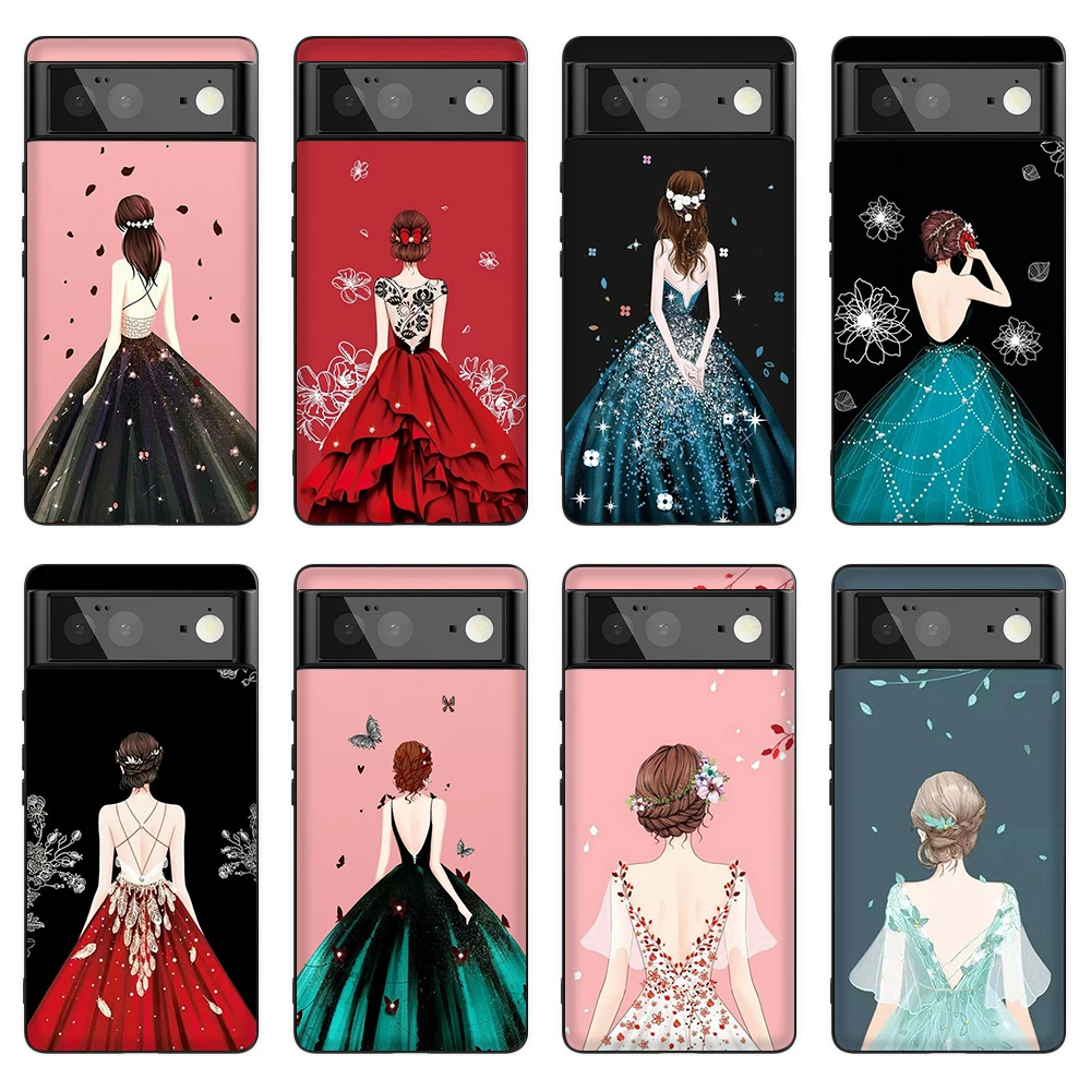 

Fashion Back View Girl Case for Google Pixel 6 PRO 3 3a 4 5 XL Black Silicone Case for Google Pixel 4a 5a 5G 6Pro Cover Fundas