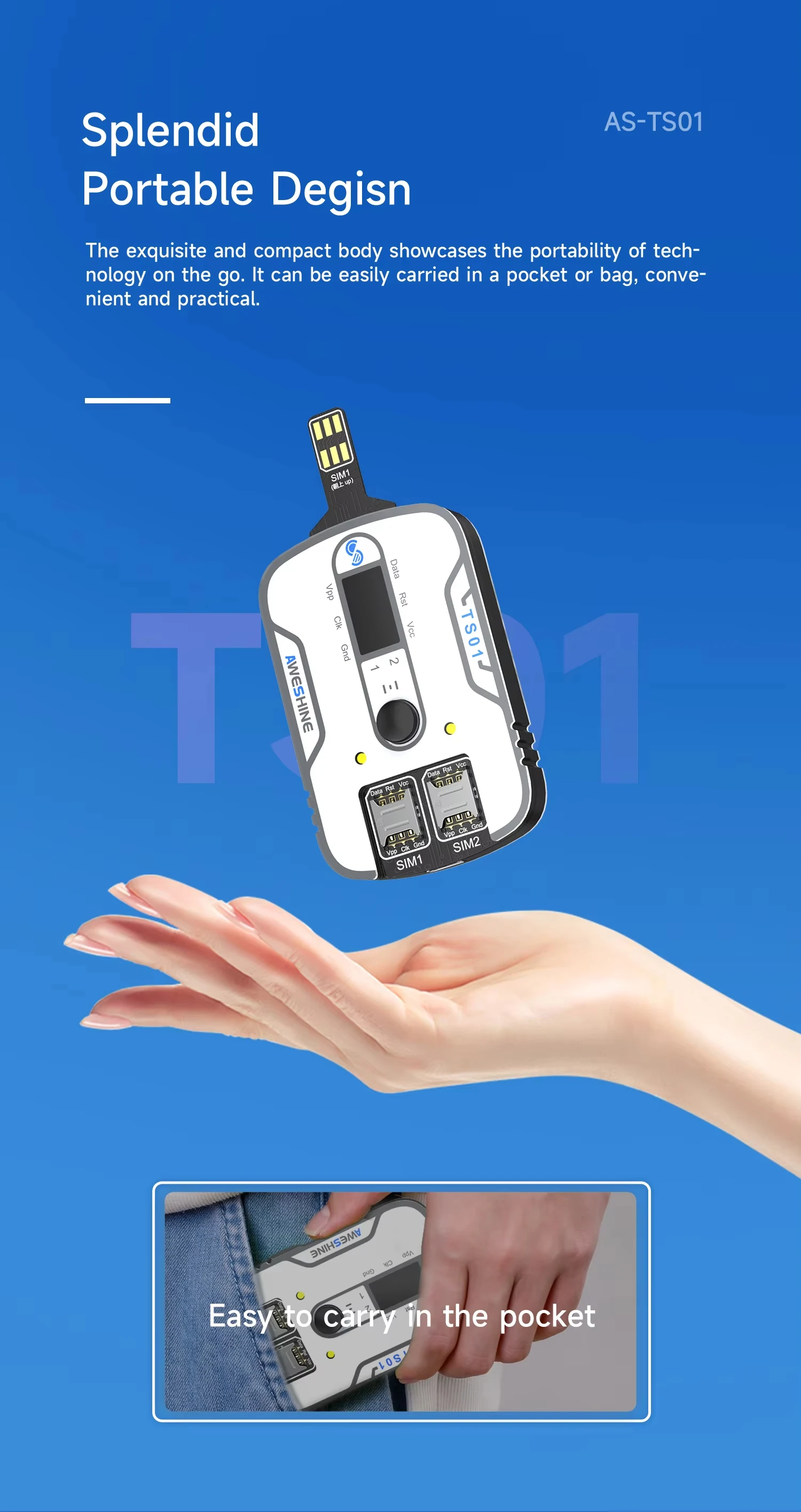 Aweshine TS-01 Тестер SIM-карты Универсальный держатель сигнала Быстрый тест Анализатор