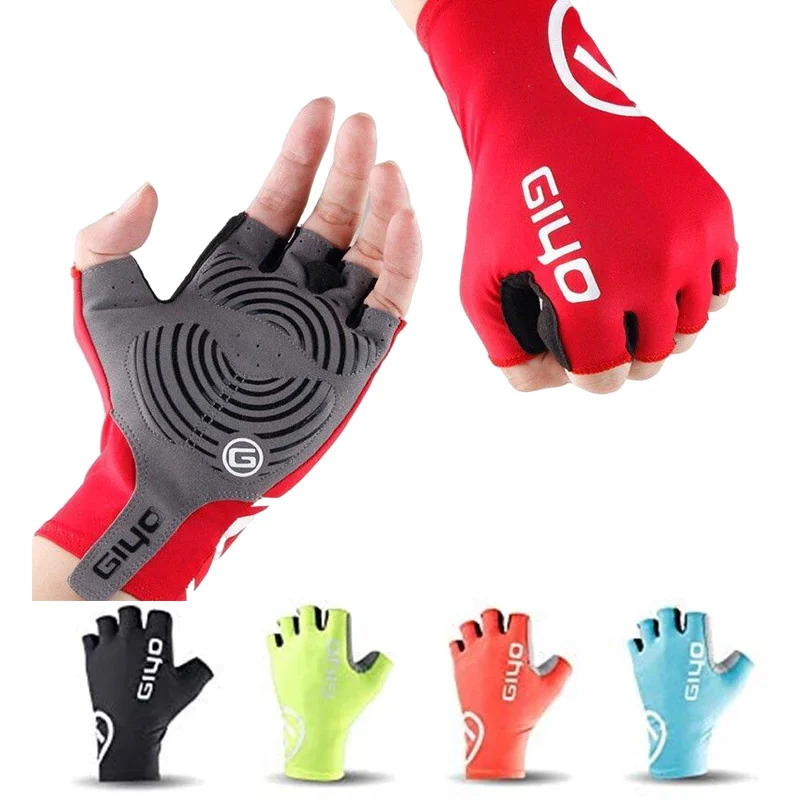

Sports Short Cycling Glove Fingerless Gloves Anti-slip Motorcycle Bicycle Lycra Fabric Half Finger Mitten Mtb Road Bike Racing