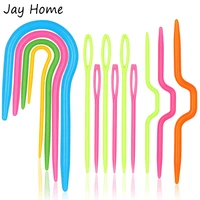 4pcs u shaped cable stitch holders with plastic bent tapestry needles big eye knitting needles for yarn sewing crochet