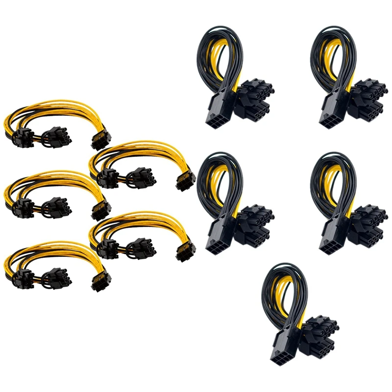 

5PCS PCI-E 6-Pin To Dual 6+2-Pin Power Splitter Cable & 5Pcs 8Pin 6+2P Male GPU Image Video Card Miner Power Cable Cord