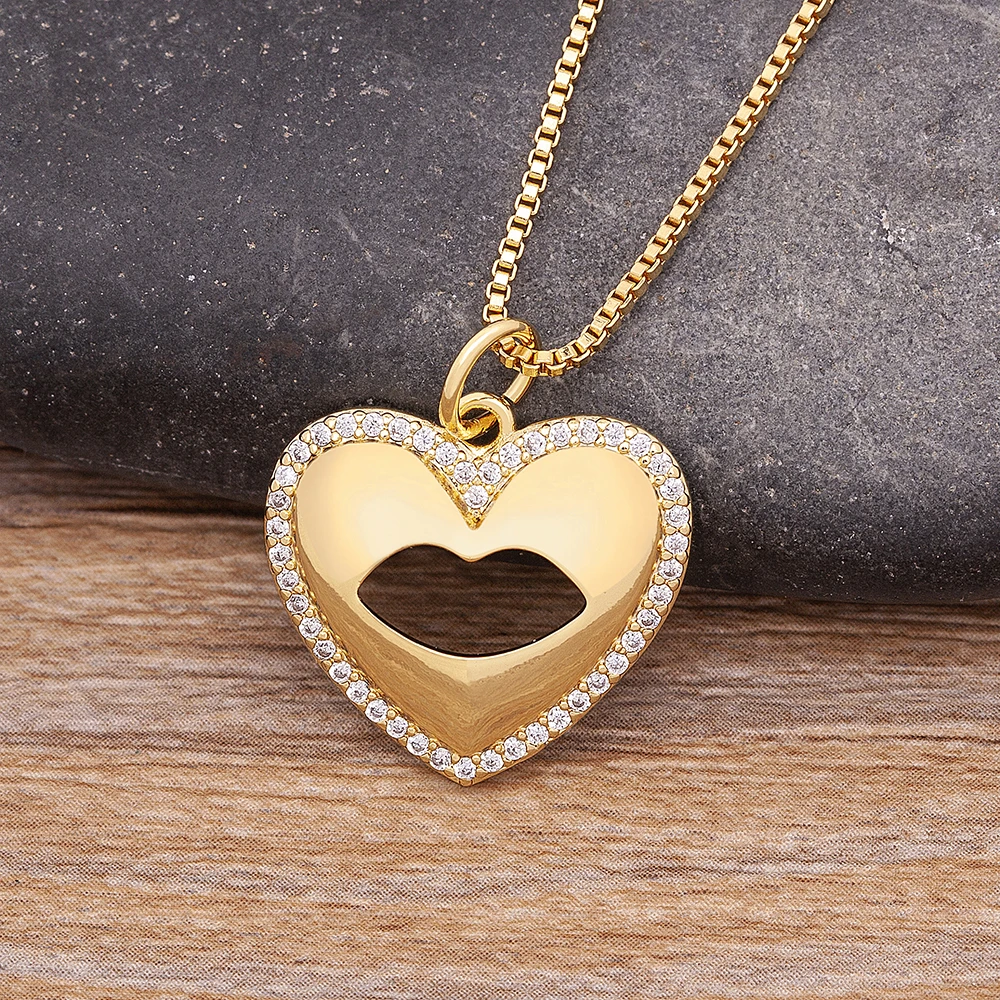 

Nidin New Hot Sale Heart/Butterfly/Palm Shape Sexy Lips Kiss Pendant Necklace Valentines Day Gift Gold Plated Zircon Jewelry