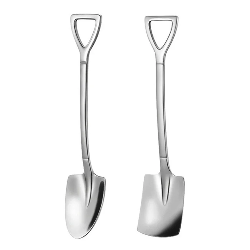 

Stainless Steel Coffee Tea Spoon Creative Retro Shovel Scoop for Dinner Ice Cream Dessert Watermelon Kitchen Tableware Bar Tool