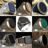 punkboy vintage shaped geometric oval black glossy mens ring for anniversary party wedding male rings jewelry accessories 6 14