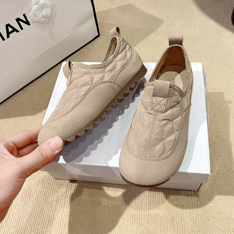 2024 зимняя новая стильная бархатная теплая женская обувь лоферы нескользящая