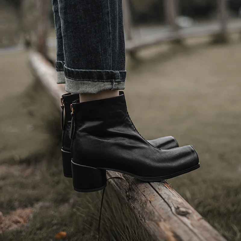 Женские ботильоны зимняя обувь на массивном каблуке винтажные женские зимние