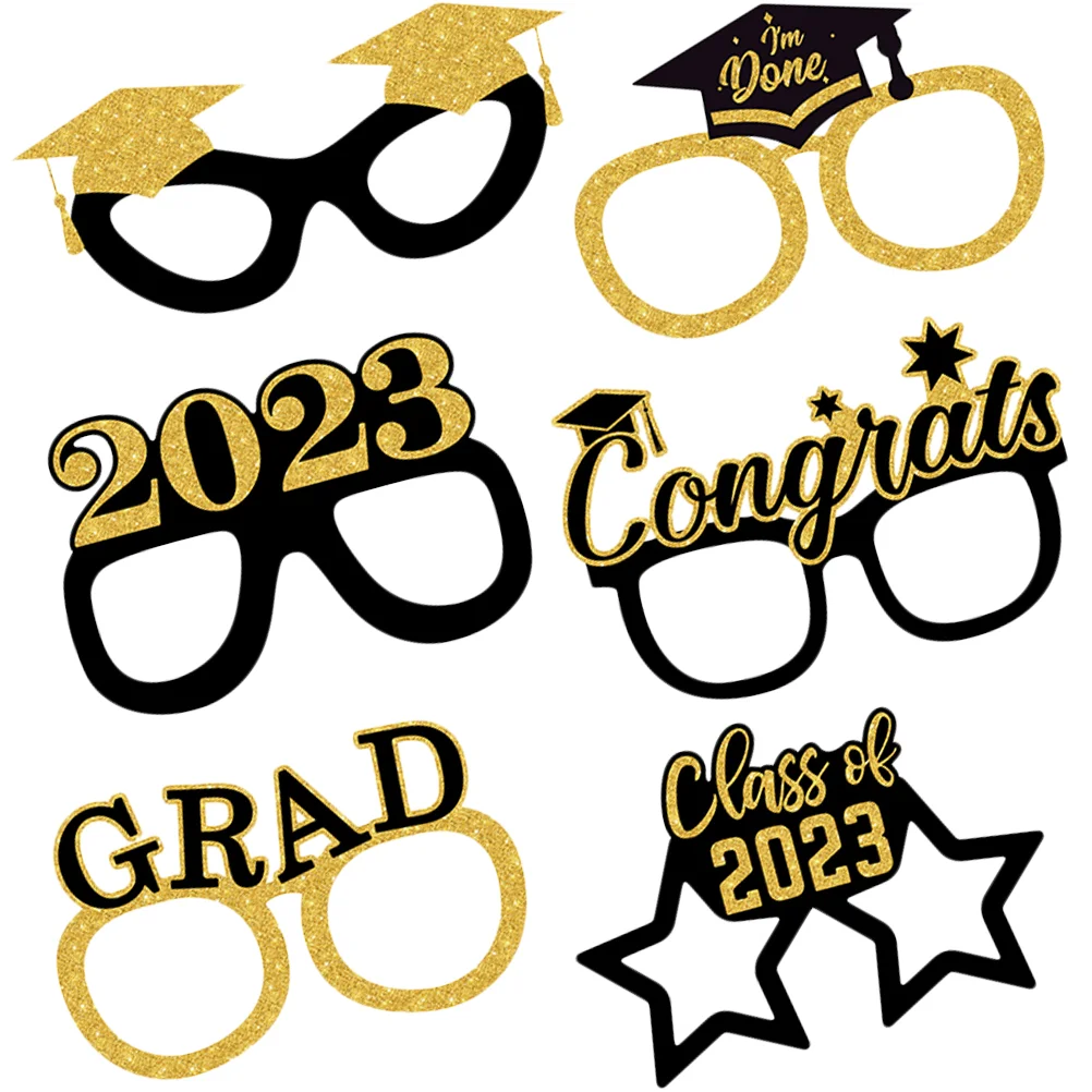 

6 Pcs Graduation Party Favors Paper Eyeglasses Photo Booth Props 2023 Funny Decors