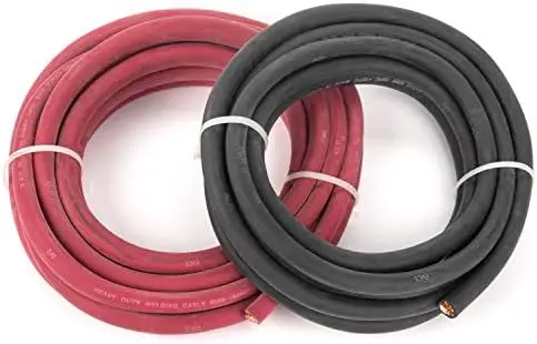 

Gauge Premium Extra Flexible Welding Cable 600 Volt - Combo Pack - Black + Red- 10 Feet of Each Color - The USA