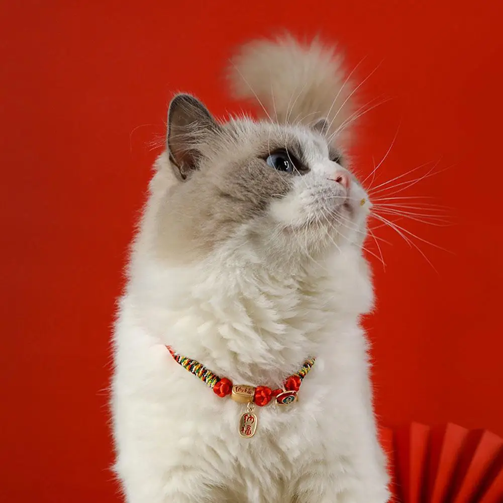 

NEW Pet Cat Decorative Collar Chinese Style Hand-woven Necklace Ornament Fun Accessories Pet Kitten Supplies